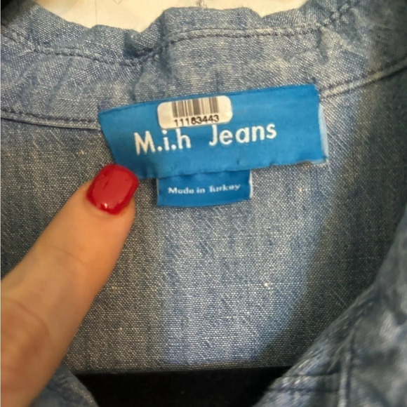M. i. h. jeans chambray Vigo shirt long sleeved button up collared embroidered - Picture 2 of 7